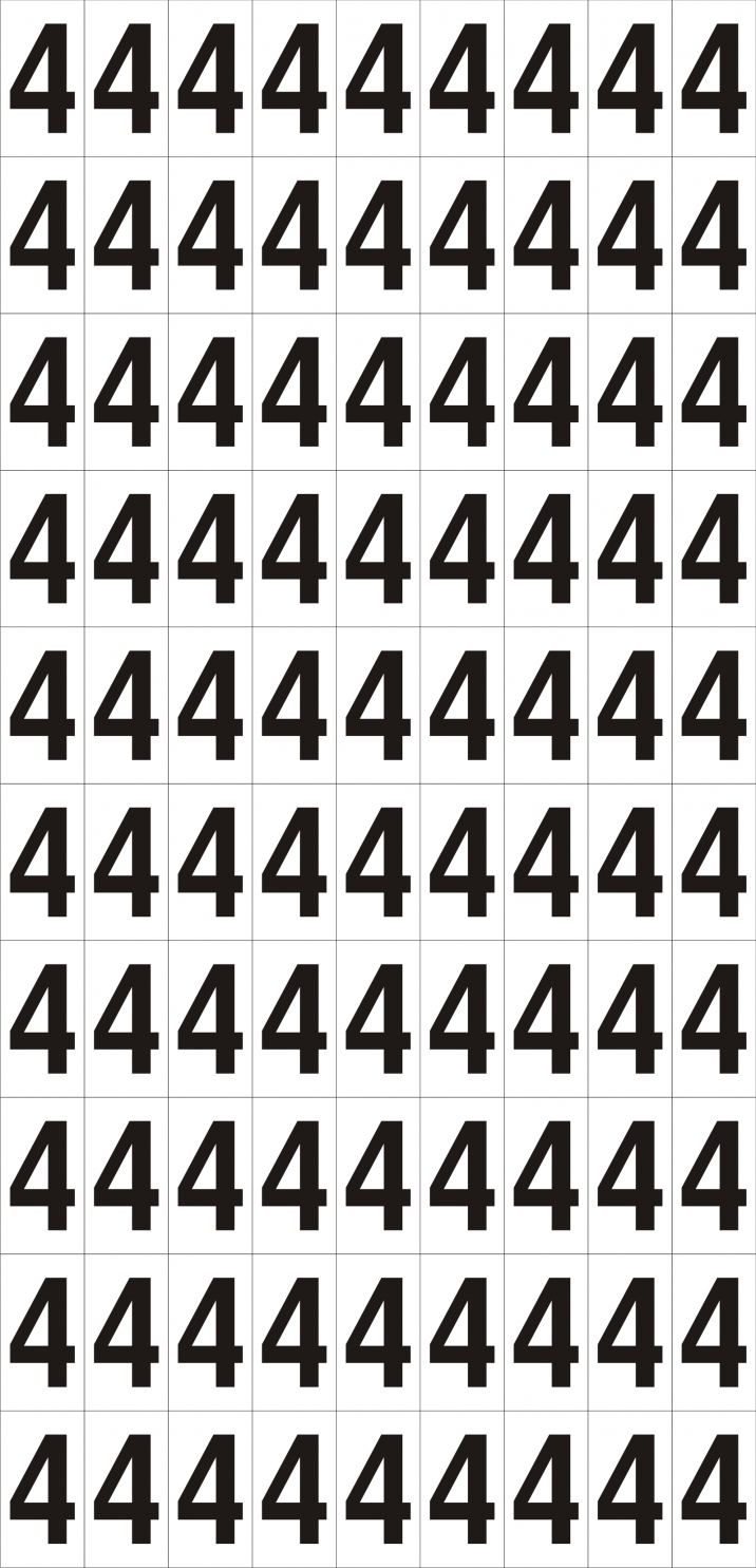 Planche A4 avec 90 chiffres prédécoupés (Numéro 4)