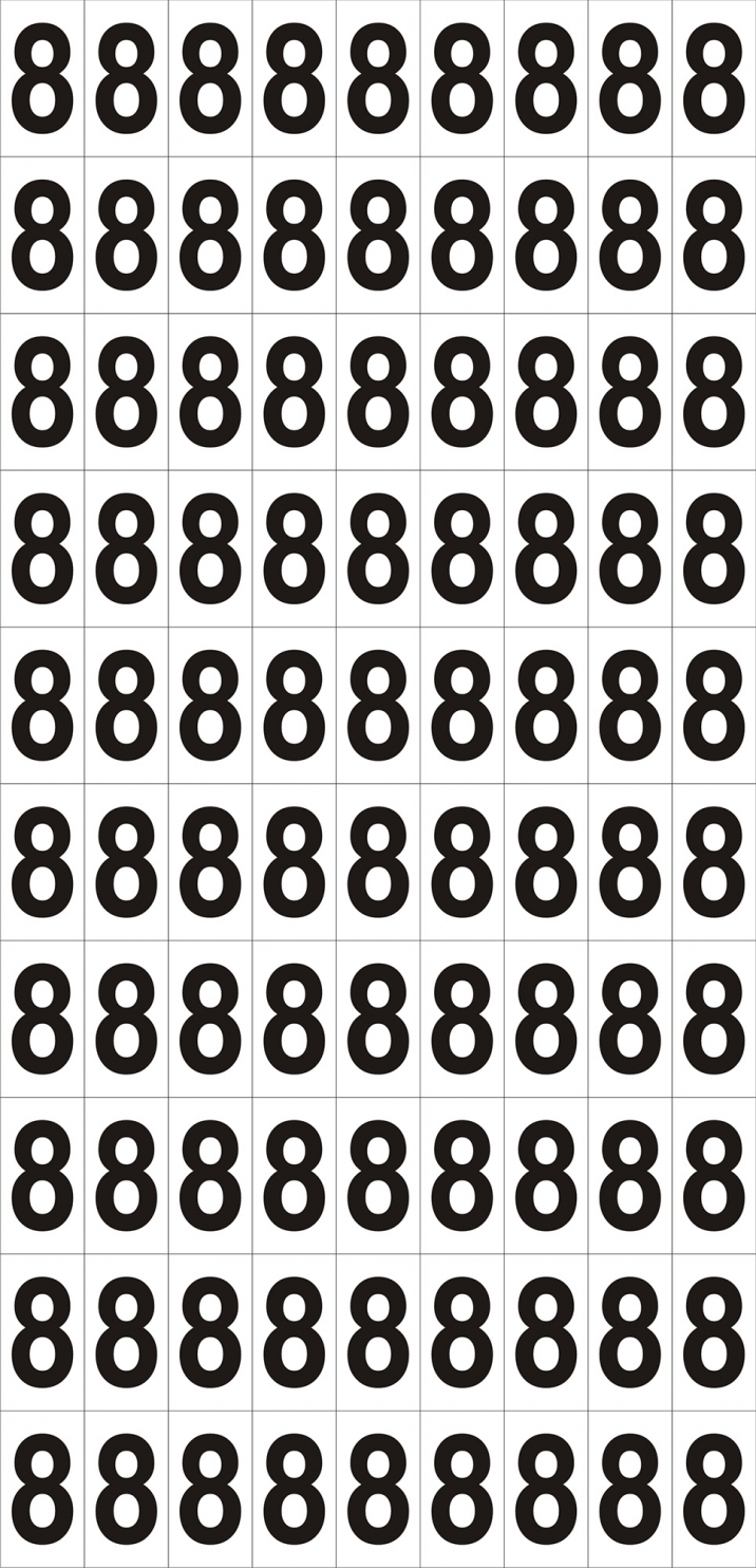 Planche A4 avec 90 chiffres prédécoupés (Numéro 8)
