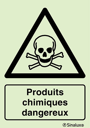 Signal de danger, produits chimiques dangereux avec texte