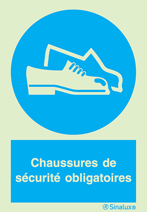 Signal d´obligation, chaussures de sécurité obligatoires avec texte