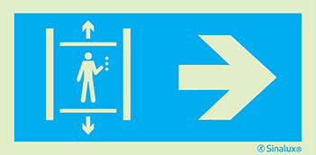 Signal d´information, ascenseur à droite