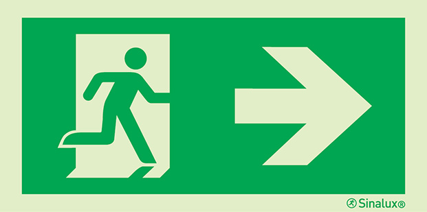 Signal d´évacuation selon la norme EN ISO 7010, flèche vers la droite