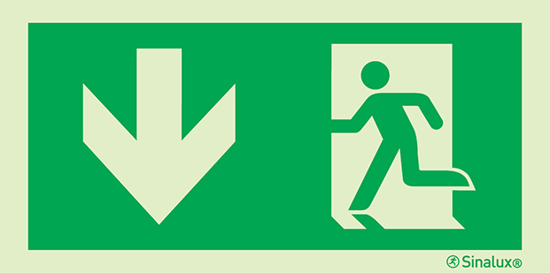 Signal d´évacuation selon la norme EN ISO 7010, flèche vers le bas