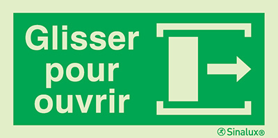 Signal d´ouverture de porte et le texte "Glisser pour ouvrir" vers la droite