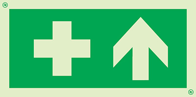 Signal Premiers secours et flèche vers le haut