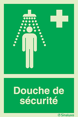 Signal avec texte "Douche de sécurité"