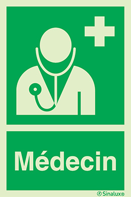 Signal avec texte "Médecin"