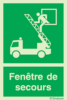 Signal avec texte "Fenêtre de secours"