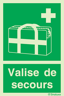 Signal avec texte "Valise de secours"