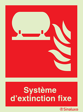 Signal de système d´extinction fixe avec texte
