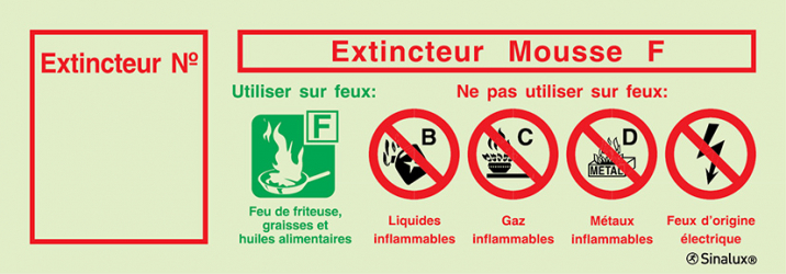 Signal d´agent extincteur avec numérotation, Mousse F