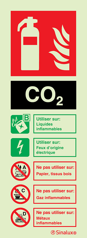 Signal d´agent extincteur sans numérotation, CO2