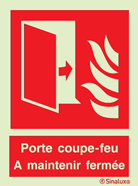 Signal de porte coupe-feu à maintenir fermée avec texte