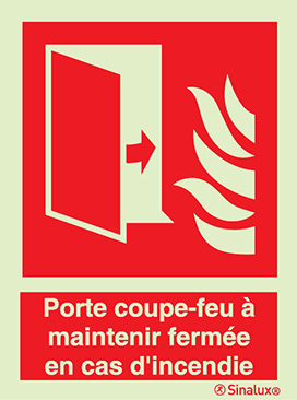 Signal de porte coupe-feu à maintenir fermée en cas d´incendie avec texte