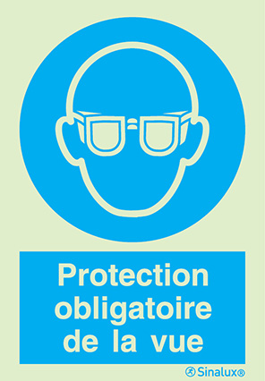 Signal d´obligation, protection obligatoire de la vue avec texte