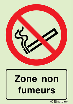 Signal d´interdiction, zone non fumeurs avec texte