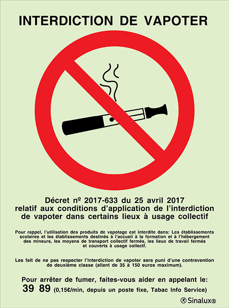 Signal d´interdiction de vapoter