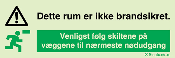 Signal Sinalux AL, localisation des équipements de secours, niche de sécurité en danois