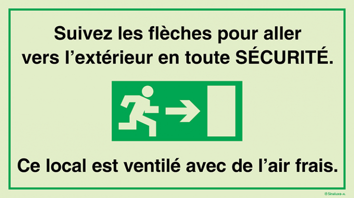 Signal Sinalux AL pour issues de secours d´un tunnel, niche de sécurité avec évacuation vers la droite