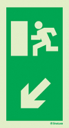 Signal d´évacuation pour piliers selon la directive européenne 92/58/CEE, flèche vers le bas à gauche