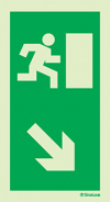 Signal d´évacuation pour piliers selon la directive européenne 92/58/CEE, flèche vers le bas à droite