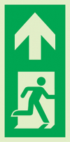 Signal d´évacuation pour piliers selon la norme EN ISO 7010, flèche vers le haut