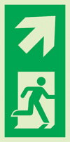 Signal d´évacuation pour piliers selon la norme EN ISO 7010, flèche vers le haut à droite