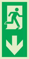 Signal d´évacuation pour piliers selon la norme EN ISO 7010, flèche vers le bas