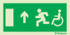 Signal d´évacuation avec pictogramme pour l´Accessibilité des Personnes à Mobilité Réduite (PMR) avec flèche vers le haut