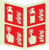 Signal d´extincteur et déclencheur manuel d´alarme incendie (selon ISO 7010) en format panoramique