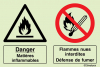 Signal pour locaux à risques, danger matières inflammables - flammes nues interdites