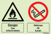 Signal pour locaux à risques, danger gaz inflammable - défense de fumer