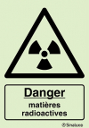 Signal de danger, matières radioactives avec texte