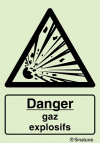 Signal de danger, gaz explosifs avec texte