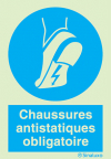 Signal d´obligation, chaussures antistatiques obligatoire avec texte