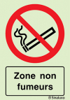 Signal d´interdiction, zone non fumeurs avec texte