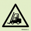 Signal en polycarbonate LLL auto-adhésif et anti-dérapant pour application au sol, danger véhicules industriels et de manutention